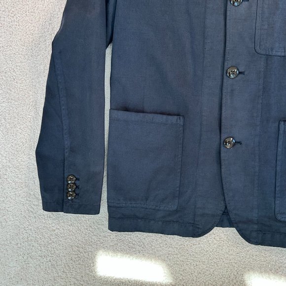 Wallace and Barnes Chore Blazer Slim Fit Cotton Linen Blend Navy Blue Size - Picture 5 of 12